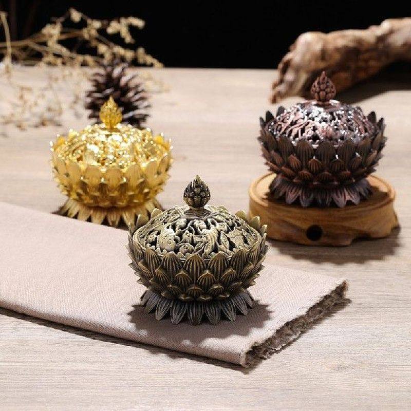 incense burner lotus sandalwood stove home indoor antique