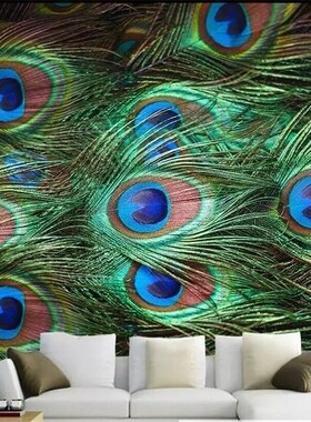 Beibehang Custom wallpaper HD peacock feather close up simp