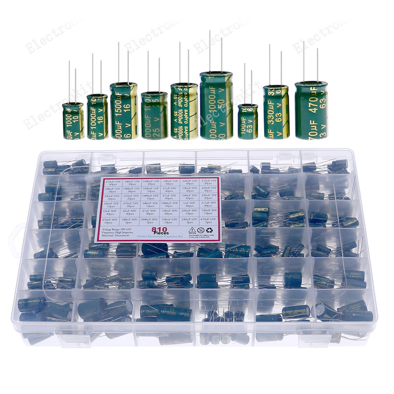 810Pcs/Box 36Values Aluminum Electrolytic Capacitor set 10V-