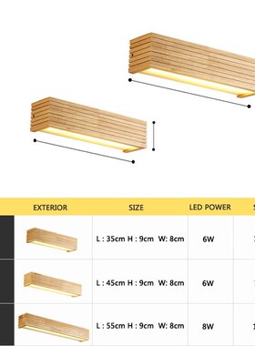Wooden Bathroom Mirror light Hallway led Wall Lights lamp Be