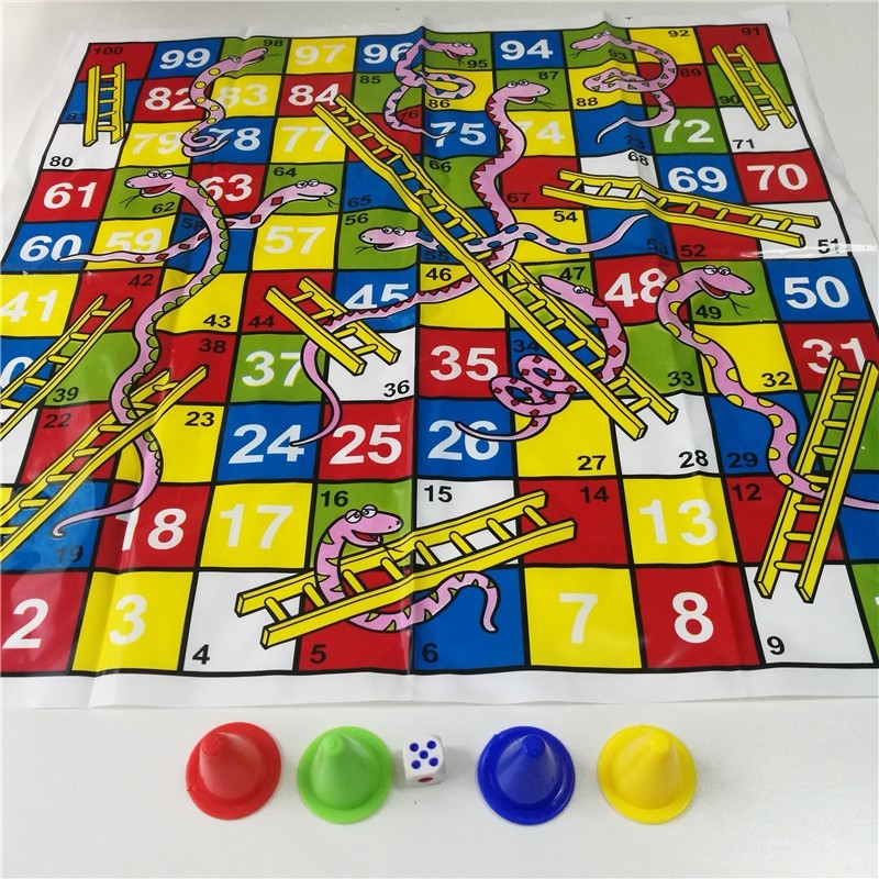 Children Snake Ladder Plastic Flight Chess Set Portable Boar