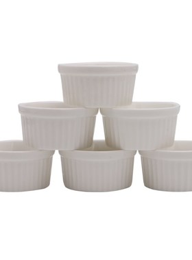 2020 New 6Pcs White Porcelain Souffle Ramekins Desserts Cust