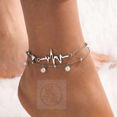Simple fashion foot decoration ECG doublelayer foot chain