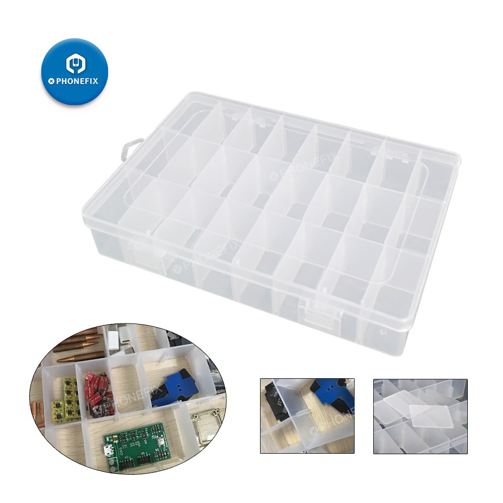 PHONEFIX 24 Compartment Transparent Plastic Storage Box for
