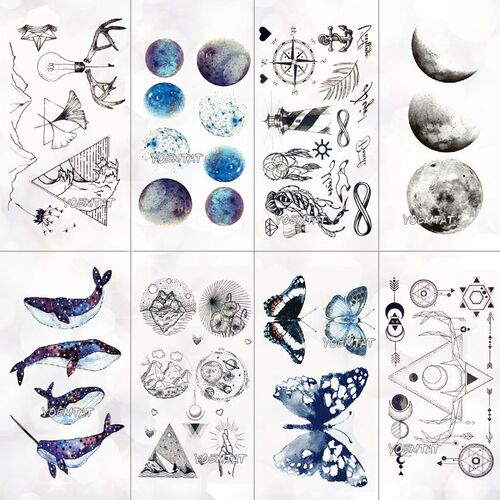 Planet Sea Animals Temporary Tattoos Waterproof Women Fake