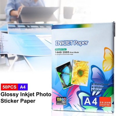 50Pcs A4 Sticker Photo Paper Inkjet Printer Label Sheets Wa