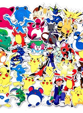 50/100/107pcs pokemon toy graffiti sticker skateboard mobil