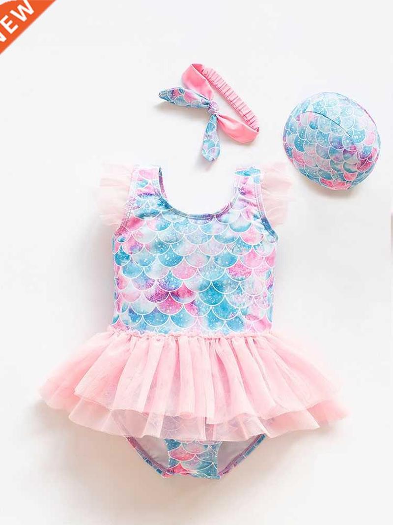 2022 New Girl Baby Mermaid Swimsuit Princess Fashion Cartoon