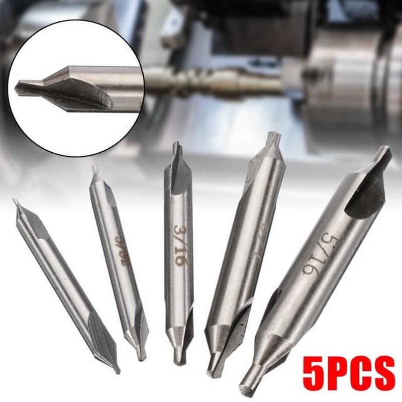 5pcs HSS Center 60 Degrees Spotting Drill Bits Combined Coun