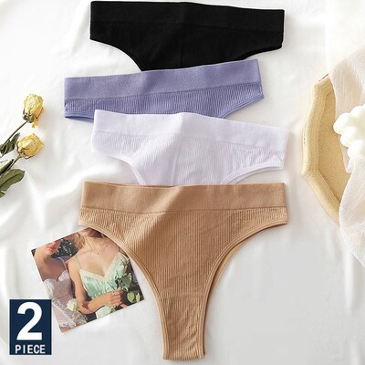 Seamless Women Pantys Girls Thongs High Waisted Soft Woman B