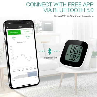 ORIA Wireless Thermometer Hygrometer Mini Bluetooth 5.0 Hum
