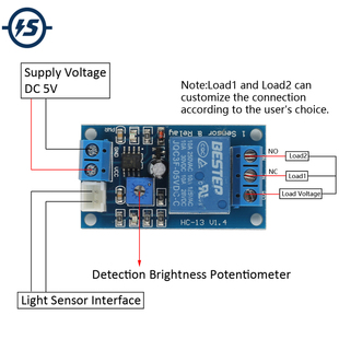 Photoresistor Relay Supply Voltage DC 5V/12V NC Output Load