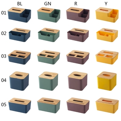 Plastic Tissue Box Bamboo Cover Napkin Paper Dispenser Organ