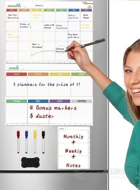 Magnetic Whiteboard Kit Daily Weekly Monthly Planner Notes F