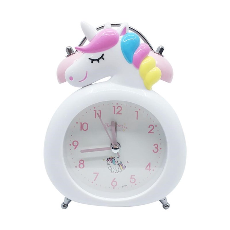 Cute nicorn Clock Kids Cartoon Alarm Clocks Bedroom Bell Clo