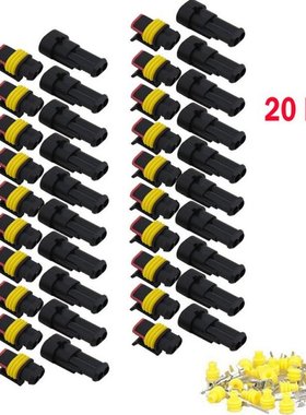20 Set Car 2-Pin Way Sealed Waterproof Electrical Wire Auto