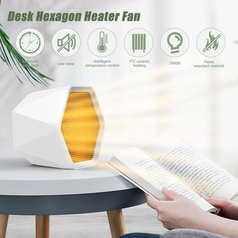 Desk Hexagon Heater Fan 3 Seconds Heat Adjustable Overheat P