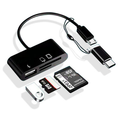 Type-c Micro 3 In 1 USB SD TF Phone OTG Card Reader Host Ada