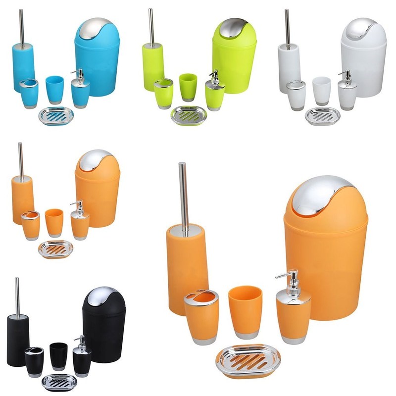 6pcs/set Bathroom Accessory Bin Soap Dish Dispenser Holder S