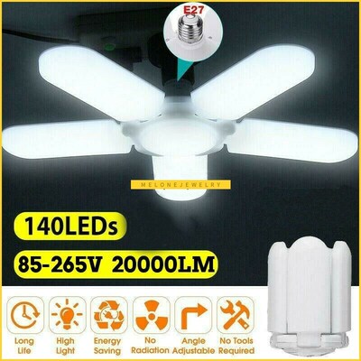 20000LM 5Blades Deformable LED Lights E27 Adjustable Shop Ce