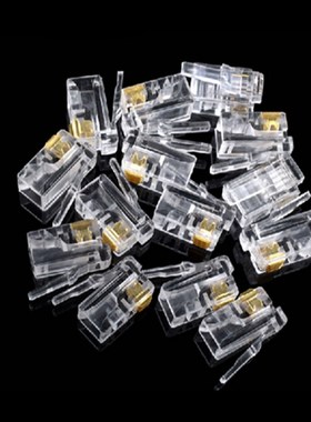 100Pcs Crystal Head RJ124P4C Modular Plug Gold Plated Networ