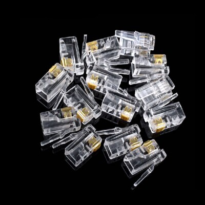 100Pcs Crystal Head RJ124P4C Modular Plug Gold Plated Networ