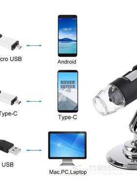 3-in-1 1600X USB Microscope OSX Windows PC Type-C Micro-USB