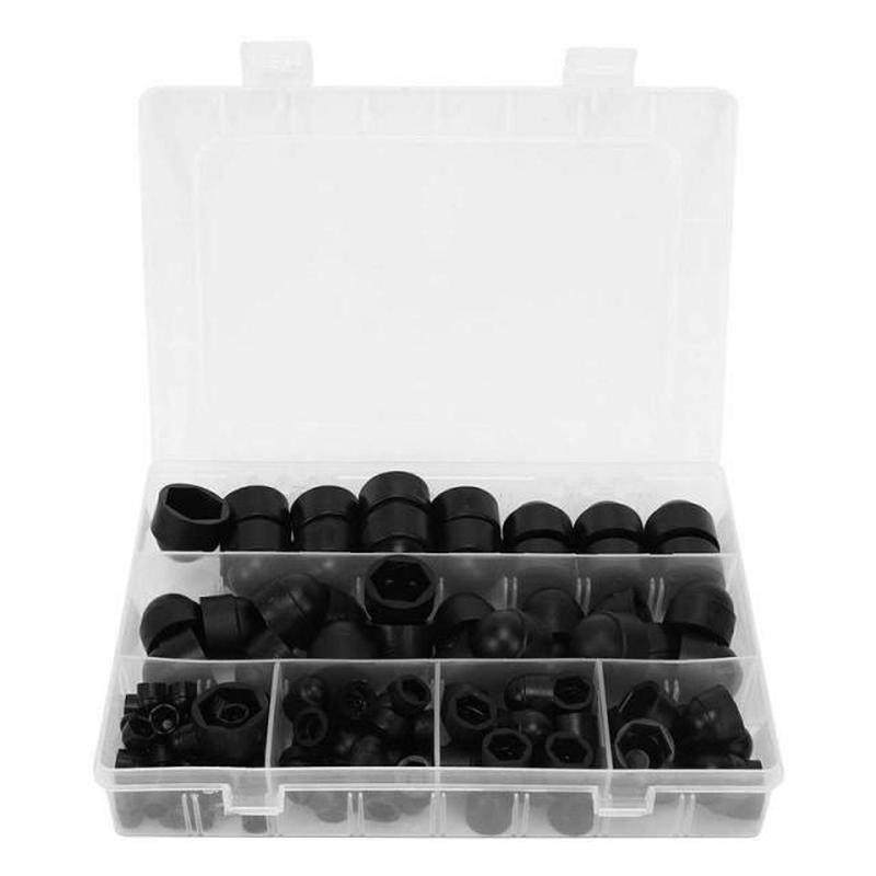 145PCs Hex Nut Cap Black Rubber Protective Fastener M4M12 B_虎窝淘