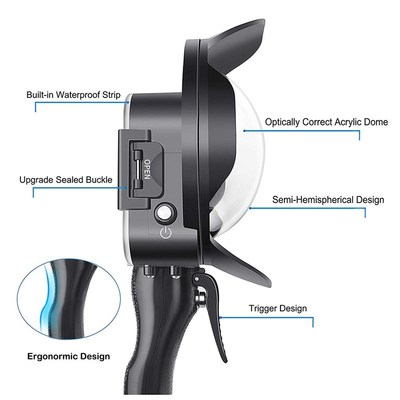 SHOOT Waterproof Dome Port Filter Switchable Dome Dive Cove