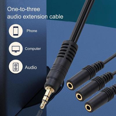 Convenient Audio Extension Cable Universal 1 to 3 Ways PVC 3