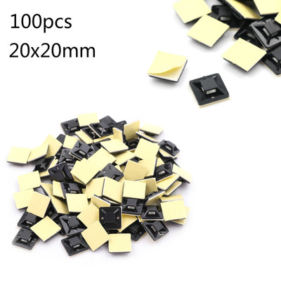 100Pcs Black Zip Tie Car Cable Wire Removable Self Adhesive