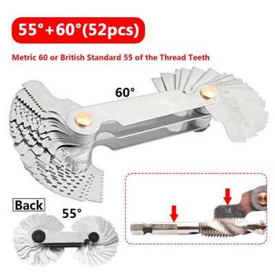 52pcs Blade Screw Thread Tooth Pitch Cutting Steel Gauge Mea