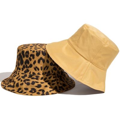 2021 Two Side Leopard Black Bucket Hat For Women Men Reversi