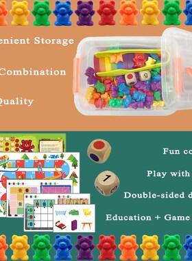 Montessori Toys Box Rainbow Stack Cups Counting Bears Color