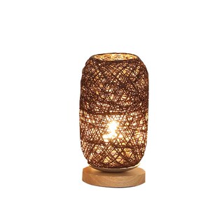 Rattan Lampshade Small table lamp vintage wood table lamp Ki