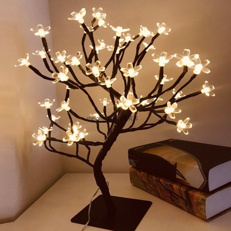 48 led cherry plum blossom ree light able lamps night light