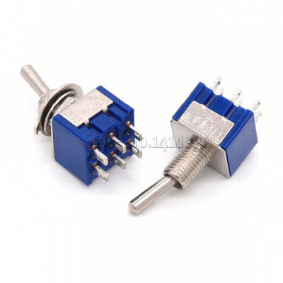 100xMini MTS202 Blue Toggle Switch DPDT Double Pole Double T