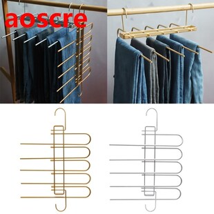 Non-Slip Pants Hanger with Clips 5 Layered Trousers Rack for