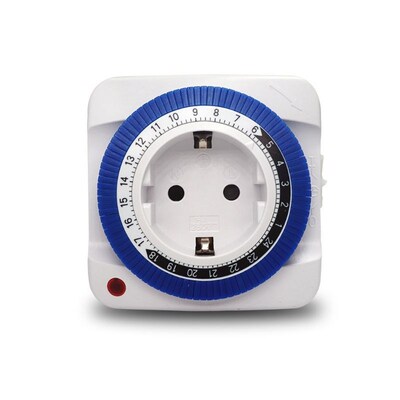 EU Plug 24 Hours Timer Switch Socket 230V 16A Plug In 15min