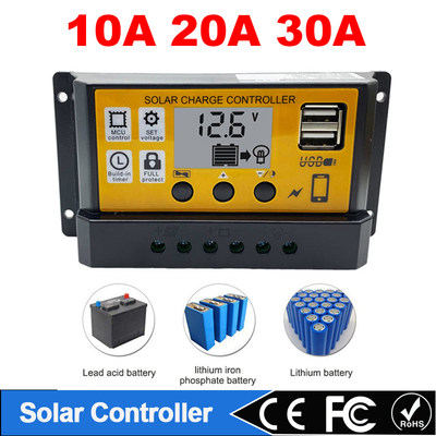 Solar Controller 12V/24V 30A 20A 10A Adjustable Solar Regula