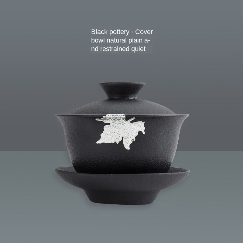 Black Pottery Tea Tureen Stoneware Household Japanese Style