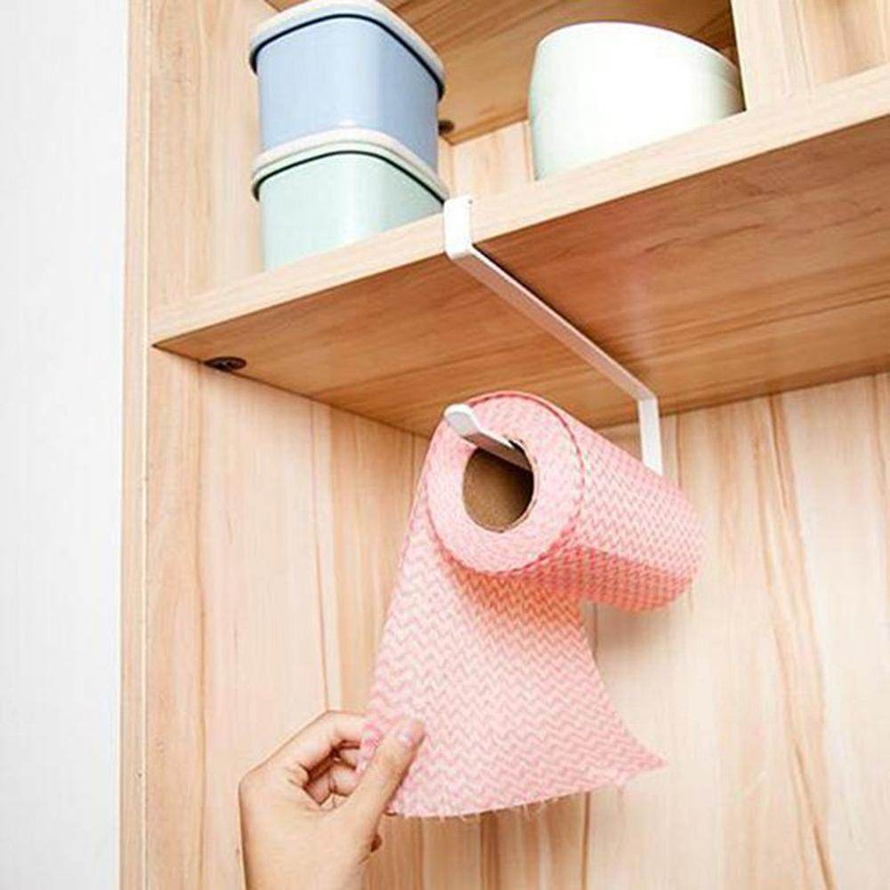 kitchen paper towel rack door cabinet hanging free punching