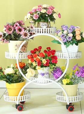 Iron flower stand multi-layer flower shelf indoor space spac