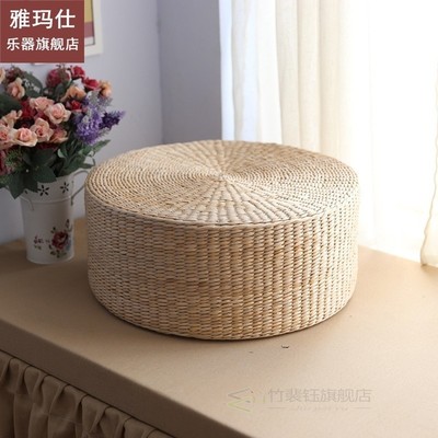 Floor Pillow Eco-Friendly Round Straw Cushion Hand Woven Tat