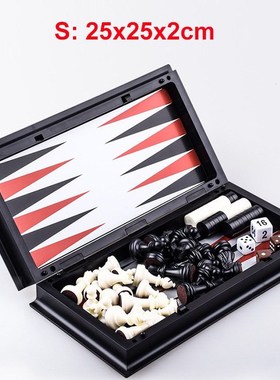 Magnetic Chess Backgammon Checkers Set Foldable Chess Board