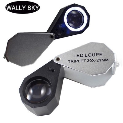 LED Folding Jewelry Loupe Triplet Illuminated Optical Glass
