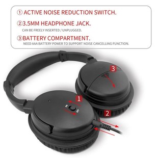 Active Noise-Canceling Headphones Hi-Fi Stereo Wired Over-Ea