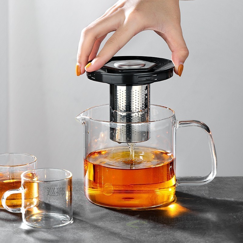 ONEISALL Large Capacity Clear Glass Teapot With Stainless St