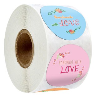 4 Designs Floral Handmade With Love Sticker Paper Seal Labe