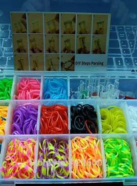 Elastic Rubber Loom Bands DIY Tool set Box Weave Gum Make Br